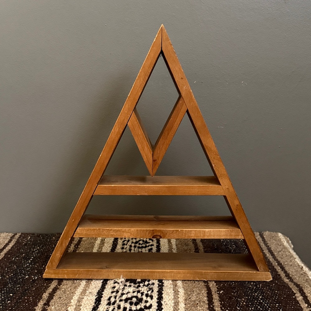 VTG | Wood Crystal Display Curio/Shelf